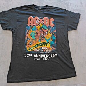 AC/DC PWRUP Tour 2025 North America T-Shirt XL Black 52nd Anniversary Devil Drag